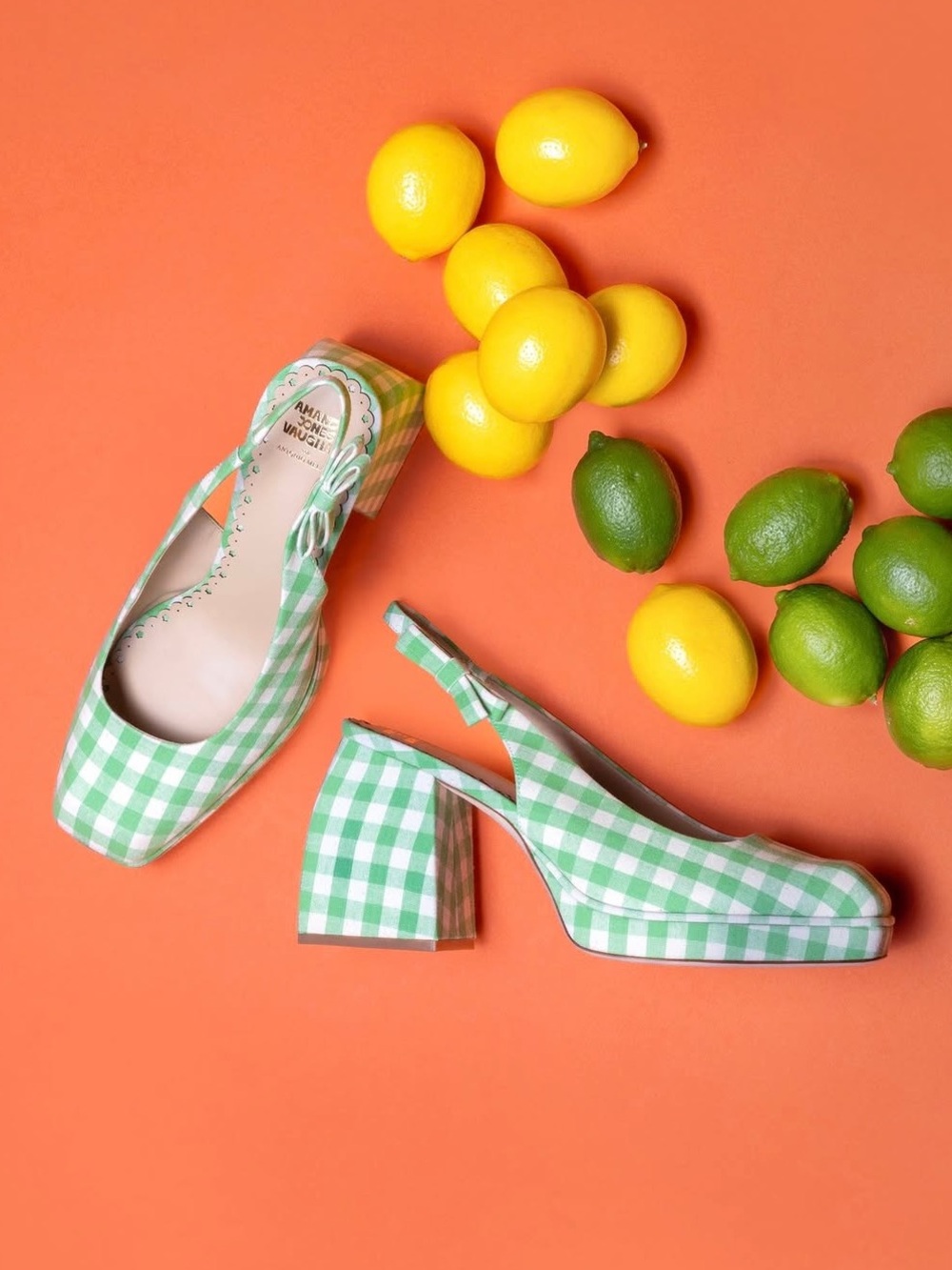 NWT Antonio Melani x Amanda Jones Vaughan Penny Gingham Platform Slingback Pumps
